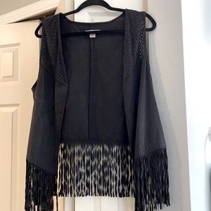 Mossimo Black Fringe vest